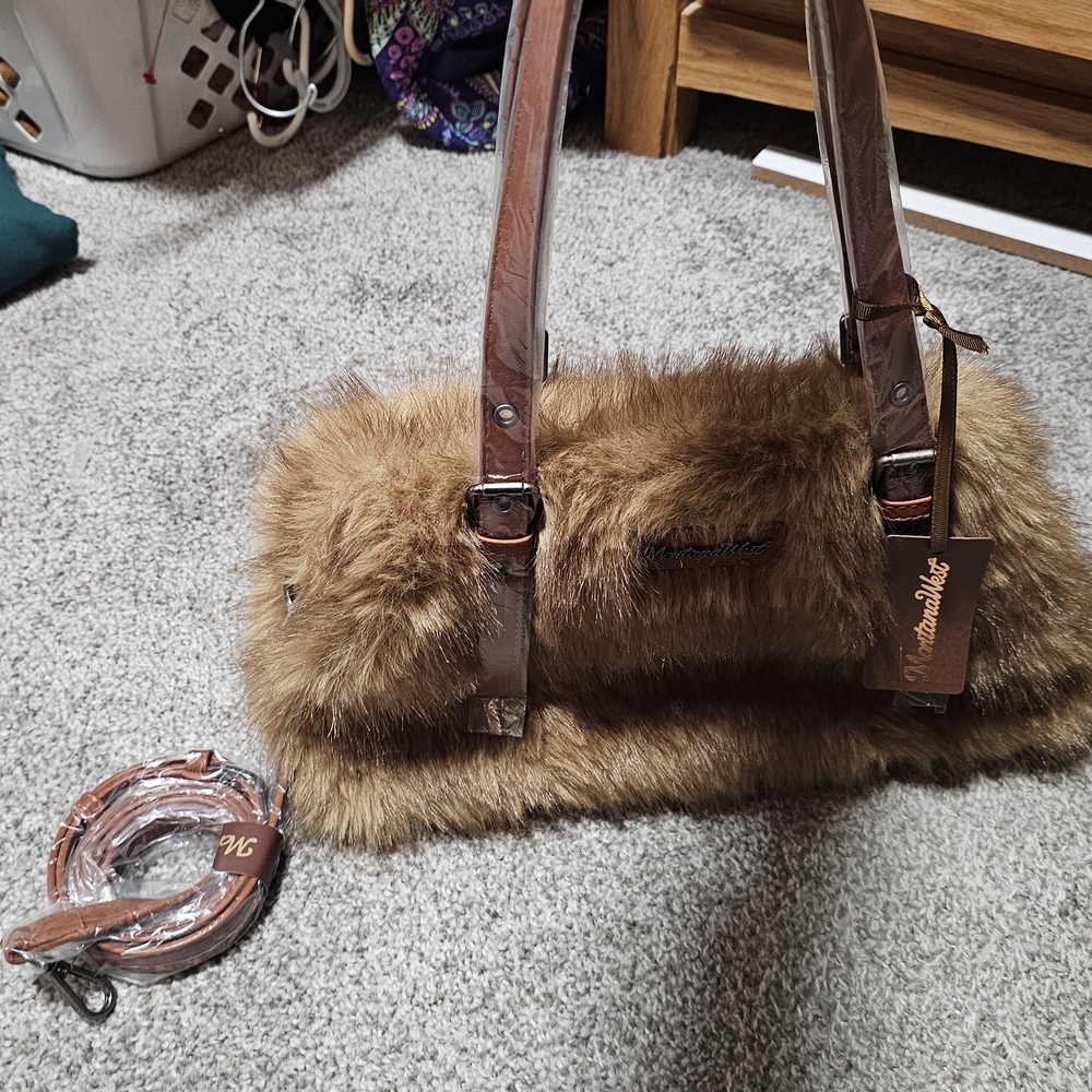 Montana West Brown Fur Handbag